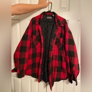 Men’s David Taylor Red And Black Flannel Quilted Coat